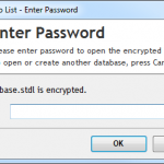 Dialog asking for password to open encrypted database