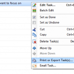 Print or export task to focus on