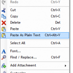 Paste as plain text into task notes