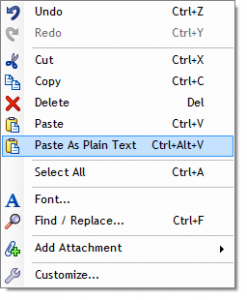 Paste as plain text into task notes