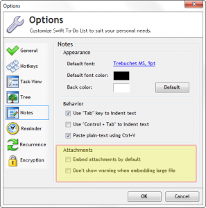 Attachments in Options